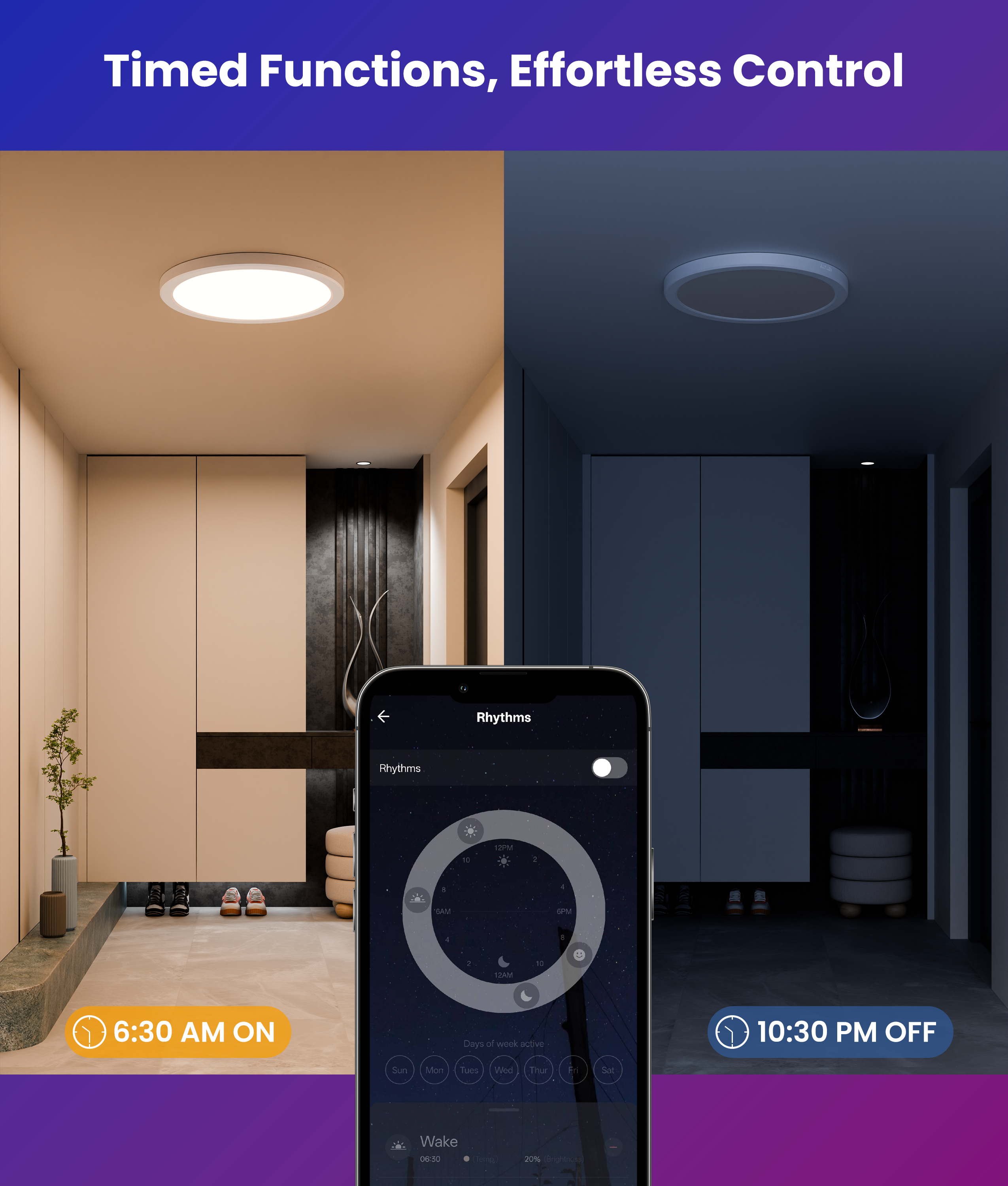 Deertalk RGBCW LED Flush Mount Ceiling Light